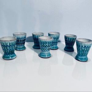 Hastings Pottery Small Cups Vintage Set Of 7 MCM Vintage Denis Lucas Rare